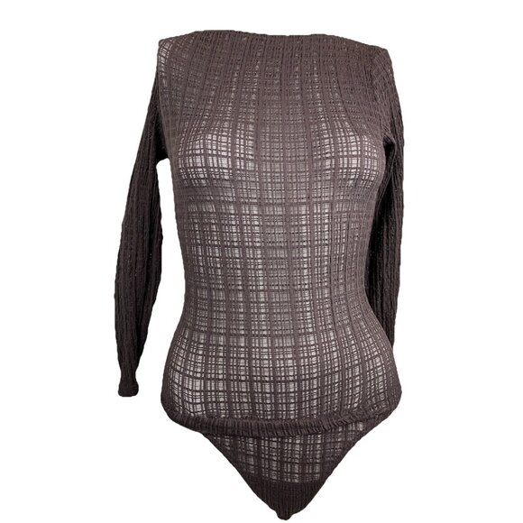 Xs WOLFORD LACE Austria raisin Novelty Weave Bodysuit Vintage - Picture 1 of 6